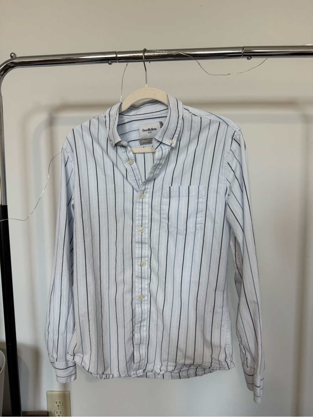 Goodfellow & Co Light Blue and White Striped Button-Down Shirt